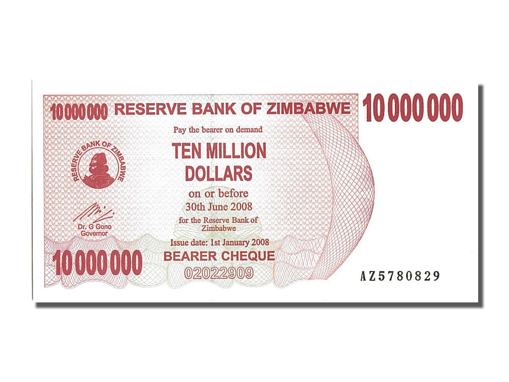 Billet, Zimbabwe, 10 Million Dollars, 2008, 2008-01-01, NEUF