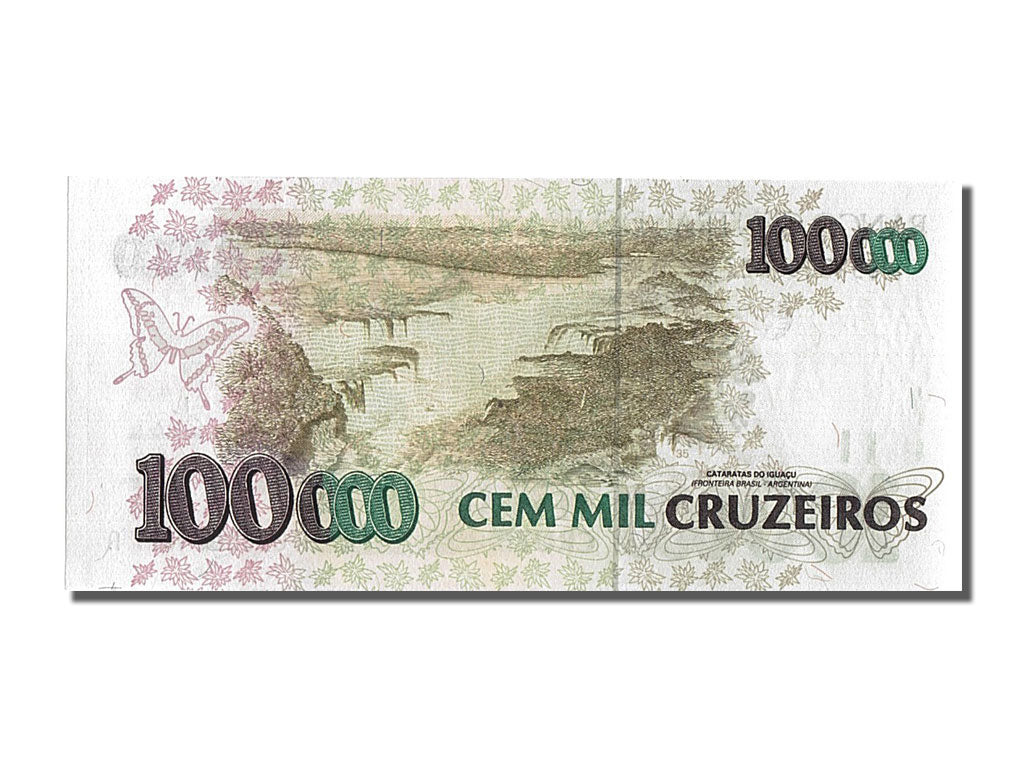 Brazil, 100 Cruzeiros Reais on 100,000 Cruzeiros, KM #238, UNC(65-70),...