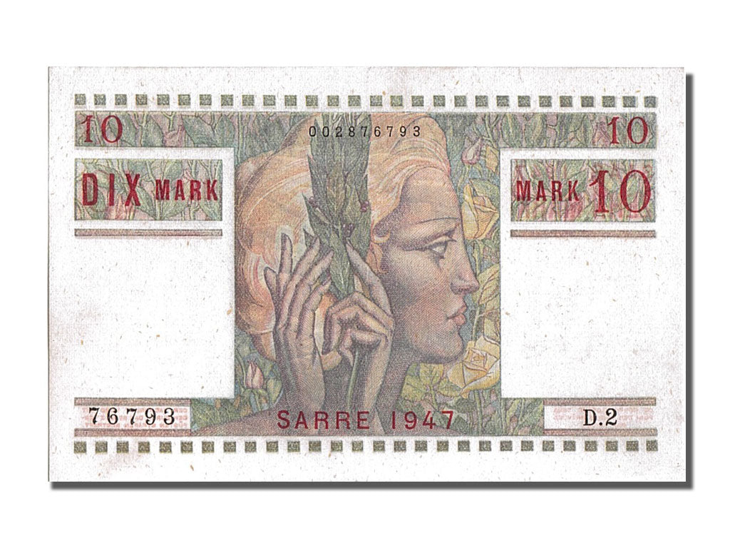 FRANCE, 10 Mark, 1947 Sarre, 1947, 1947-06-01, UNC(63), D.2, Fayette #VF 47.1,..