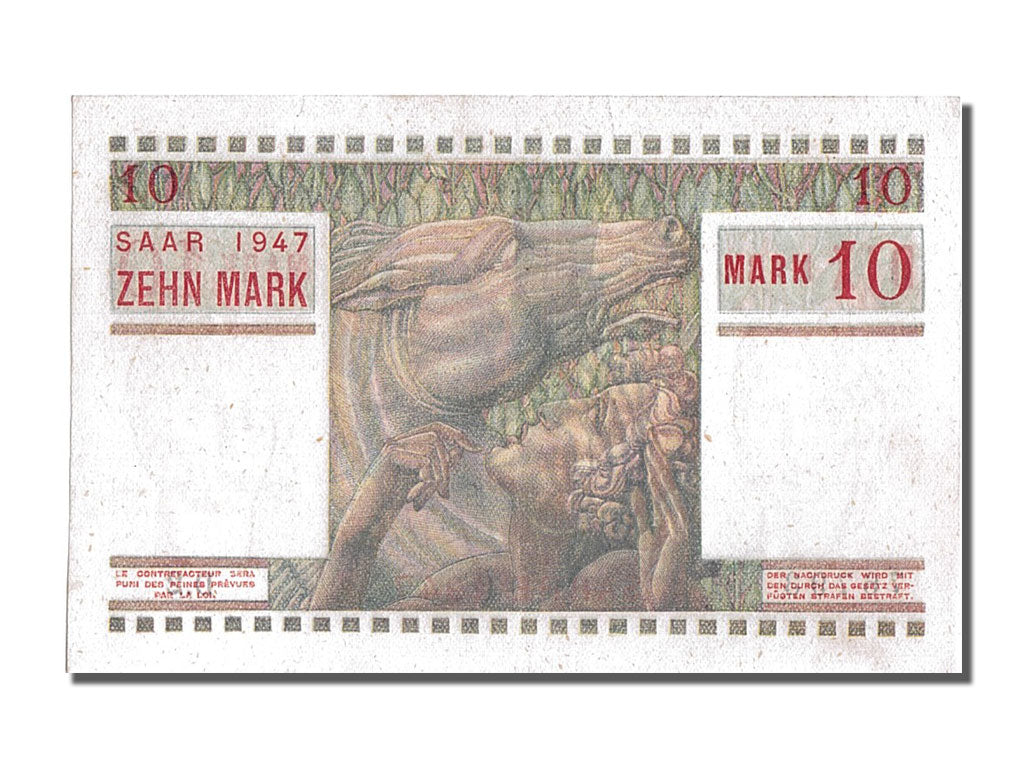 FRANCE, 10 Mark, 1947 Sarre, 1947, 1947-06-01, UNC(63), D.2, Fayette #VF 47.1,..