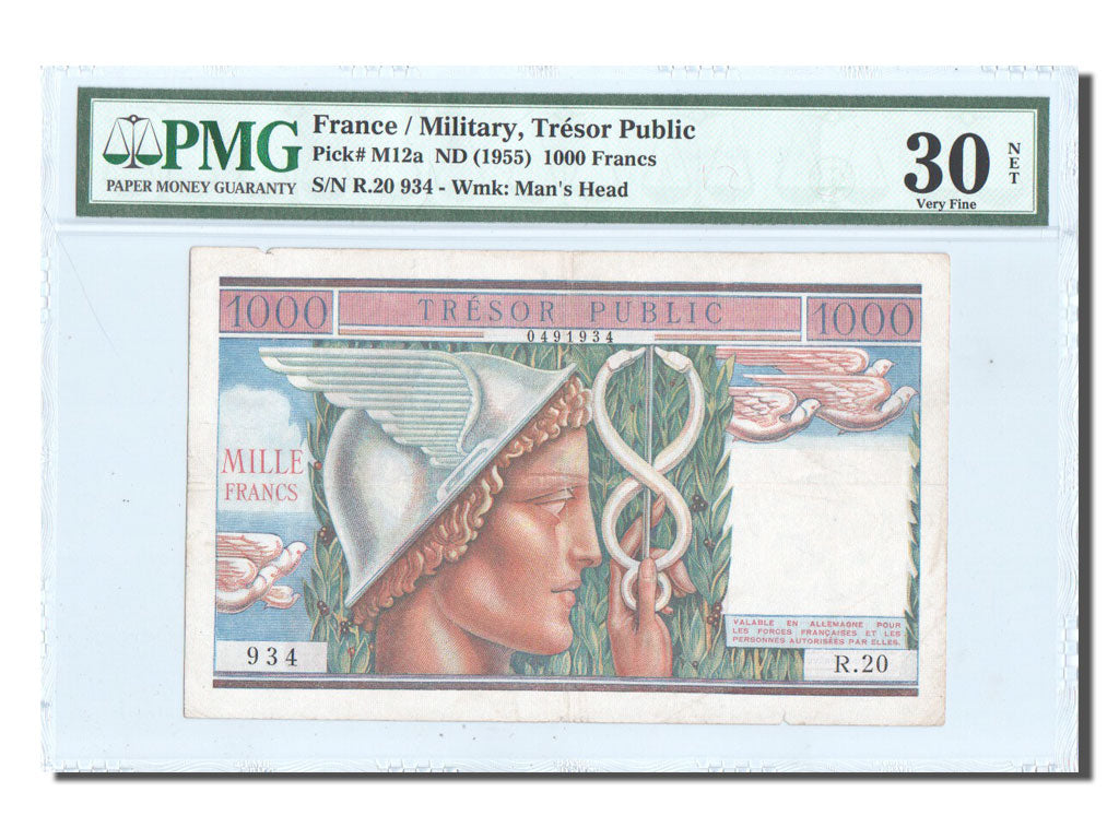 Banknote, France, 1000 Francs, 1955-1963 Treasury, 1955, 1955, graded, PMG