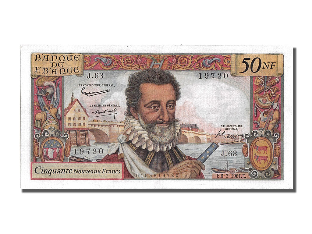 France, 50 Nouveaux Francs, 50 NF 1959-1961 ''Henri IV'', 1961, KM #143a,...