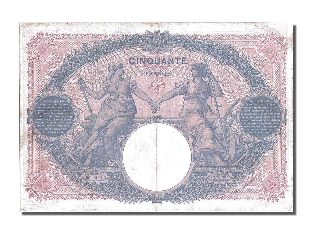 Billet, France, 50 Francs, 50 F 1889-1927 ''Bleu et Rose'', 1911, 1911-06-19
