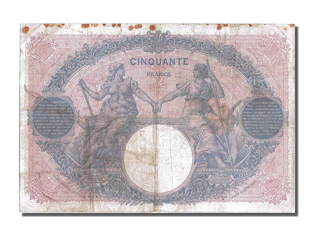 France, 50 Francs, 50 F 1889-1927 ''Bleu et Rose'', 1911, KM #64e, 1911-02-10,..