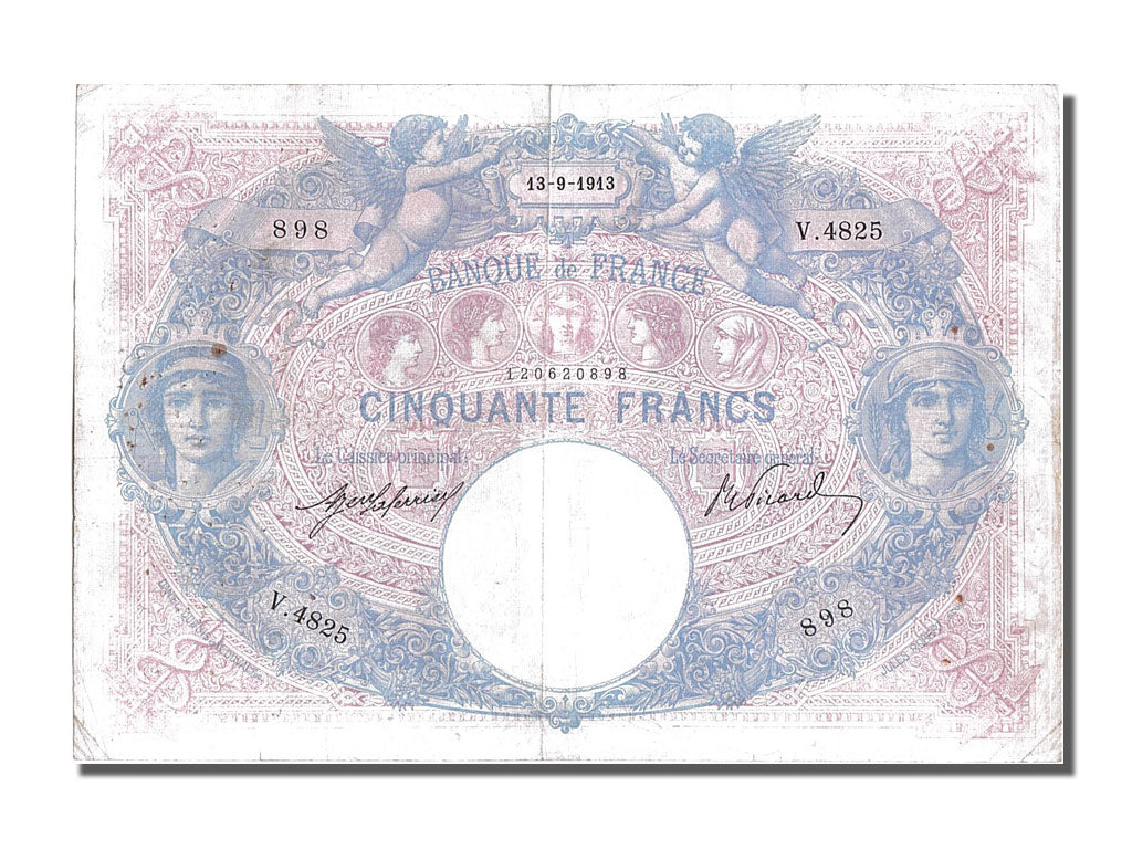 Billet, France, 50 Francs, 50 F 1889-1927 ''Bleu et Rose'', 1913, 1913-09-13