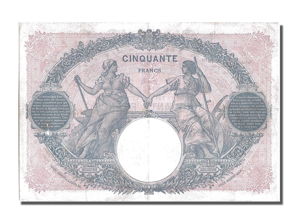 Banknote, France, 50 Francs, 50 F 1889-1927 ''Bleu et Rose'', 1921, 1921-02-07