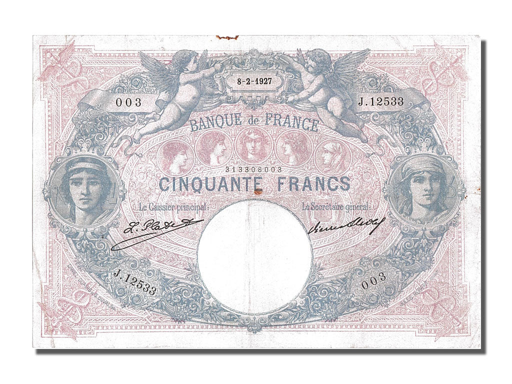 Banknote, France, 50 Francs, 50 F 1889-1927 ''Bleu et Rose'', 1927, 1927-02-08