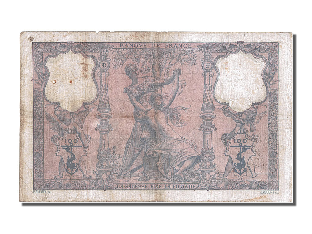 France, 100 Francs, 100 F 1888-1909 ''Bleu et Rose'', 1907, KM #65e,...