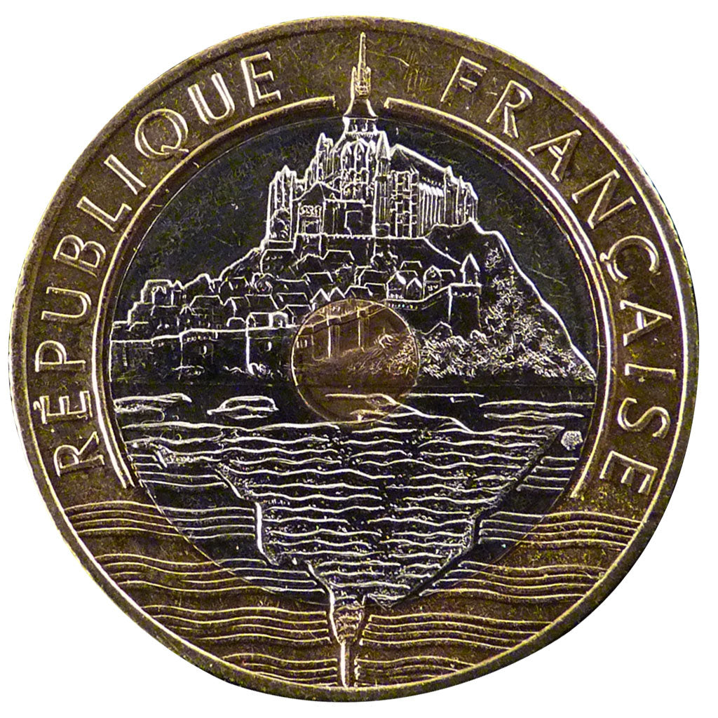 Francia, Mont Saint Michel, 20 Francs, 1994, FDC, Tri-metallico, Gadoury:871
