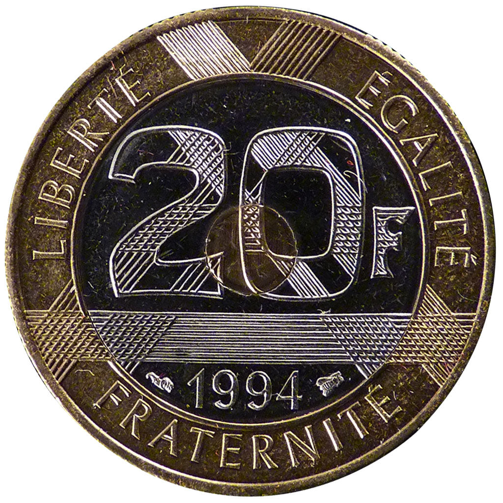Francia, Mont Saint Michel, 20 Francs, 1994, FDC, Tri-metallico, Gadoury:871