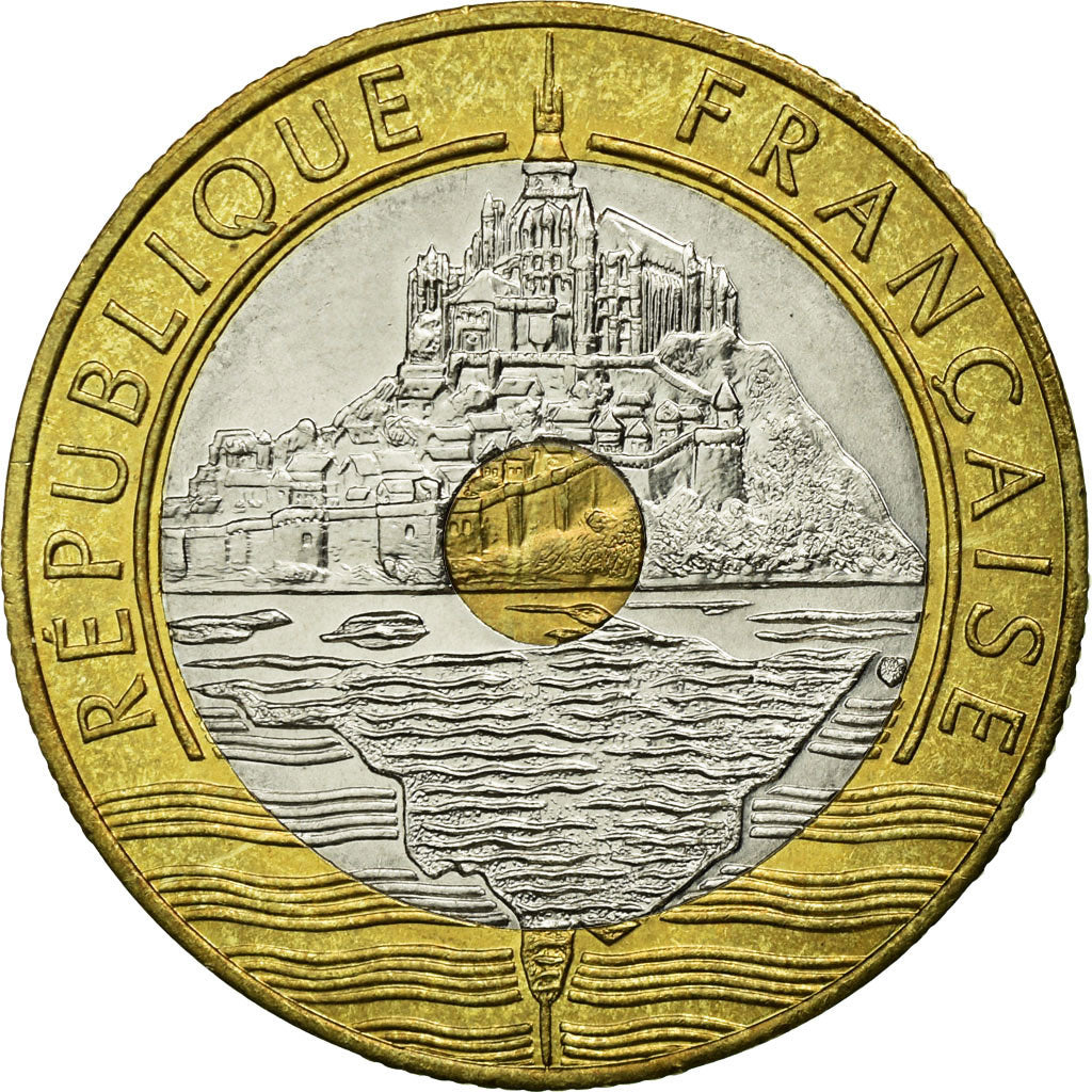 Coin, France, Mont Saint Michel, 20 Francs, 1996, MS(65-70), Tri-Metallic