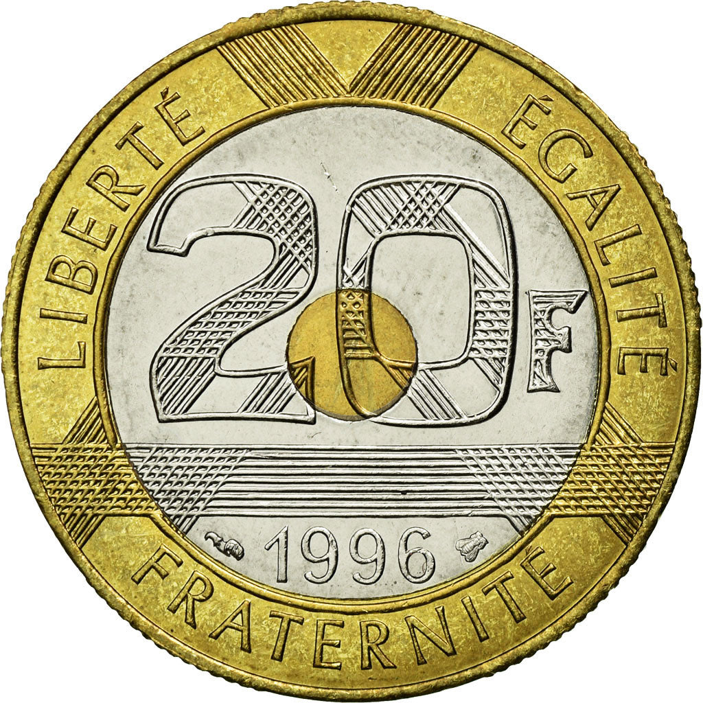 Coin, France, Mont Saint Michel, 20 Francs, 1996, MS(65-70), Tri-Metallic
