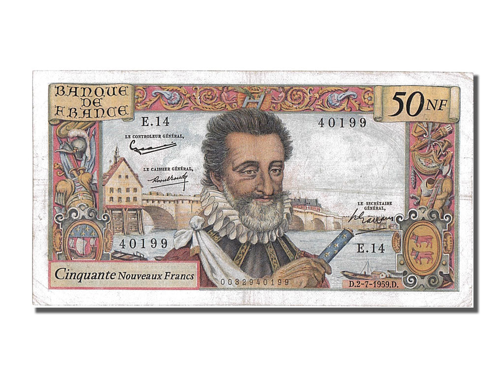 Geldschein, Frankreich, 50 Nouveaux Francs, 50 NF 1959-1961 ''Henri IV'', 1959