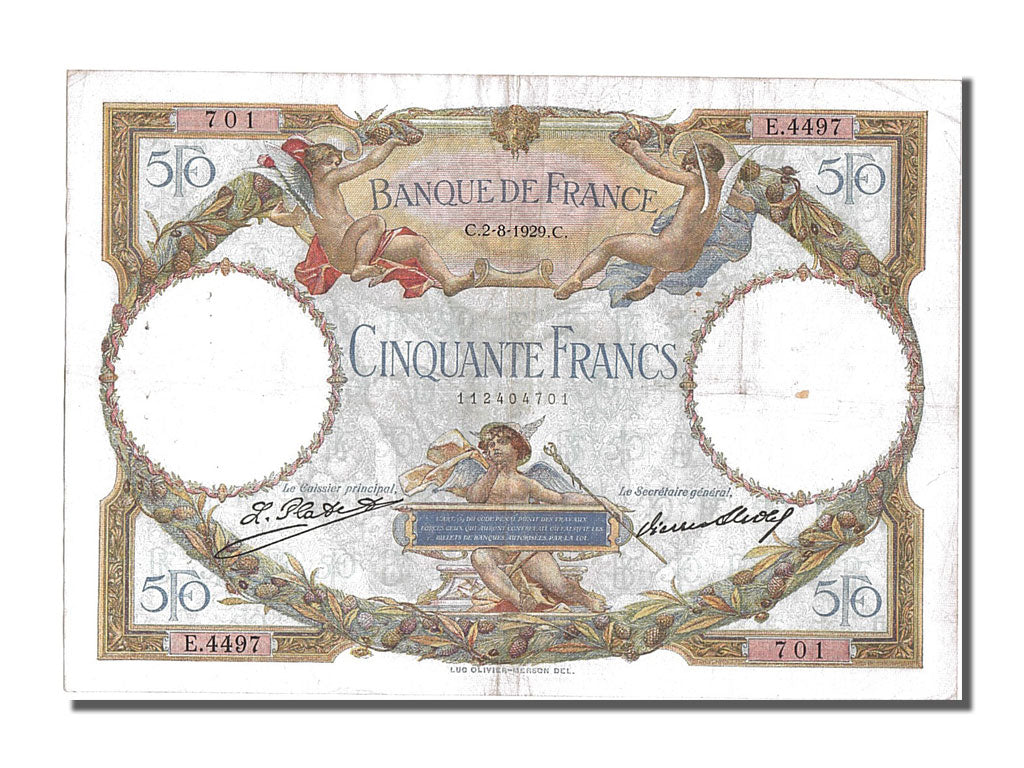 France, 50 Francs, 50 F 1927-1934 ''Luc Olivier Merson'', 1929, KM #77a,...