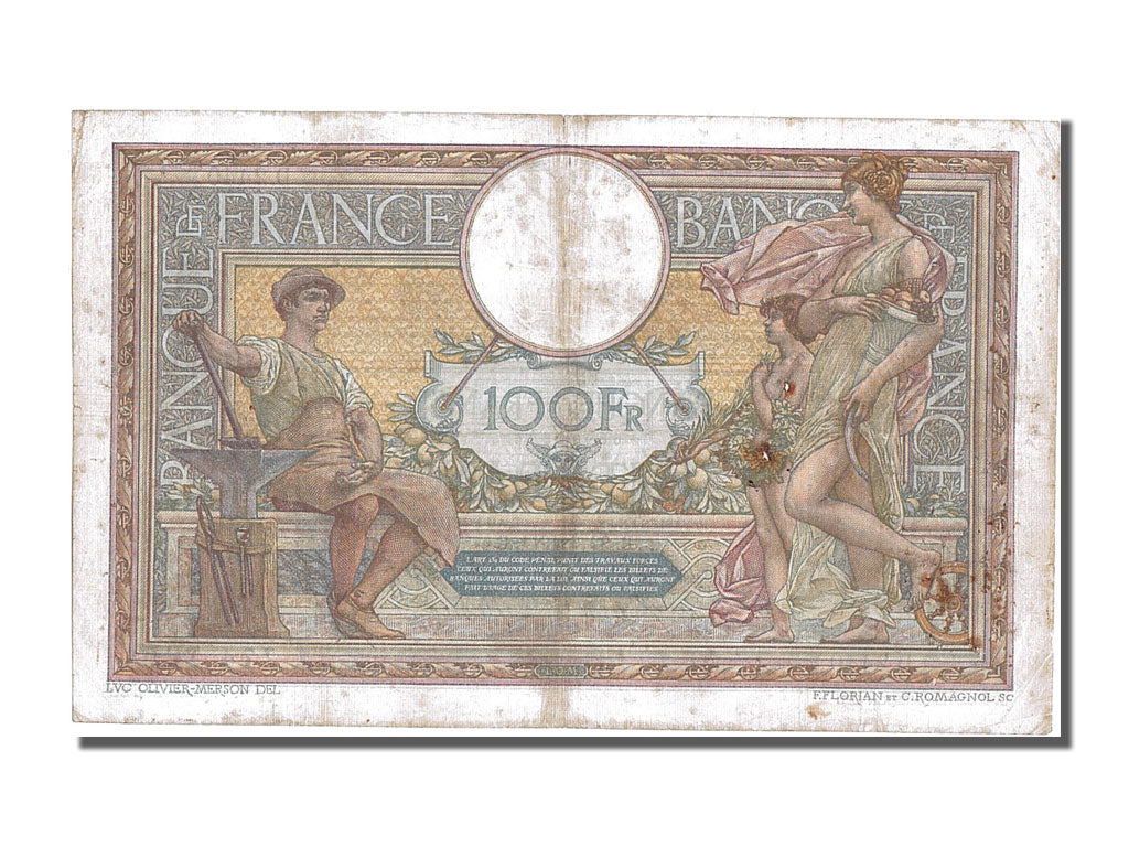 France, 100 Francs, 100 F 1908-1939 ''Luc Olivier Merson'', 1914, KM #71a,...