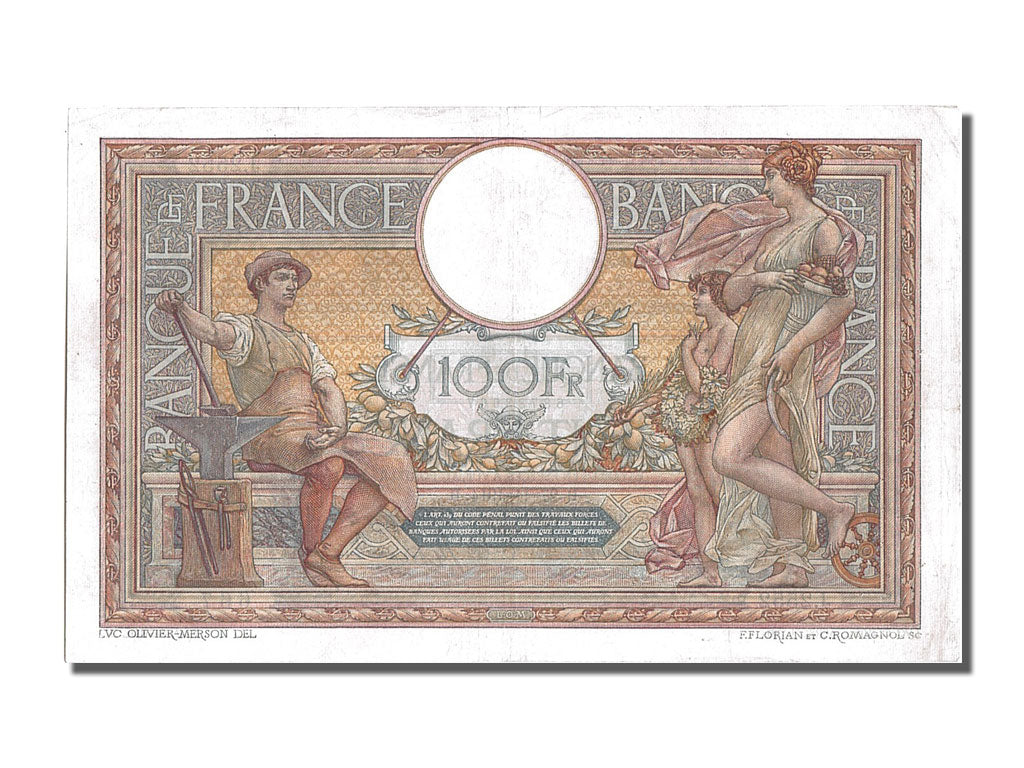 France, 100 Francs, 100 F 1908-1939 ''Luc Olivier Merson'', 1914, KM #71a,...