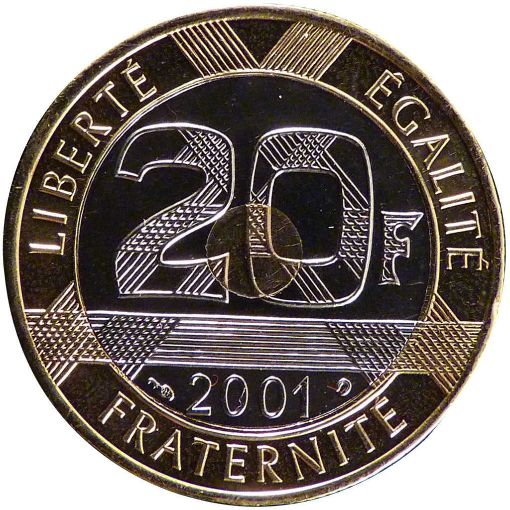 FRANCE, 20 Francs, 2001, MS(65-70), Bimetallic, Gadoury #871, 9.00