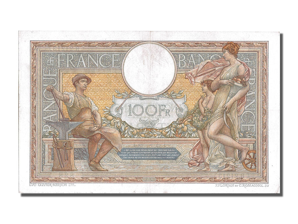 Banknote, France, 100 Francs, 100 F 1908-1939 ''Luc Olivier Merson'', 1928