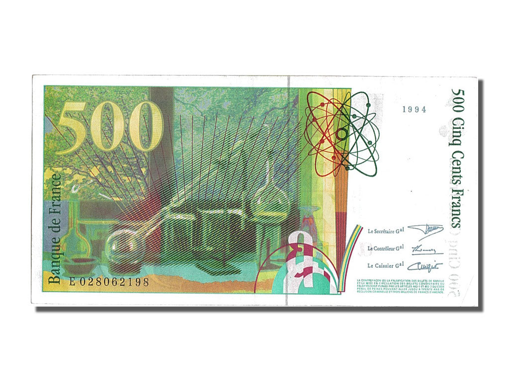 Banknote, France, 500 Francs, 500 F 1994-2000 ''Pierre et Marie Curie'', 1994