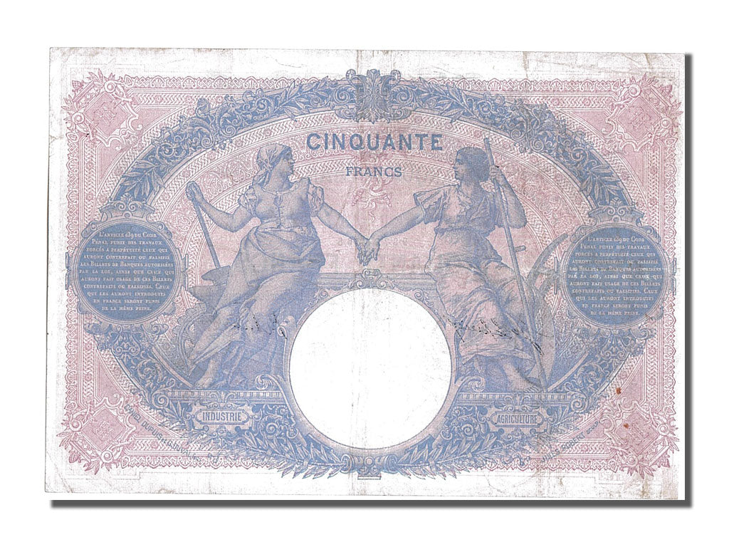 Geldschein, Frankreich, 50 Francs, 50 F 1889-1927 ''Bleu et Rose'', 1911