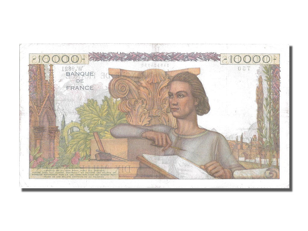 France, 10,000 Francs, 10 000 F 1945-1956 ''Génie Français'', 1955, KM #132d, 19