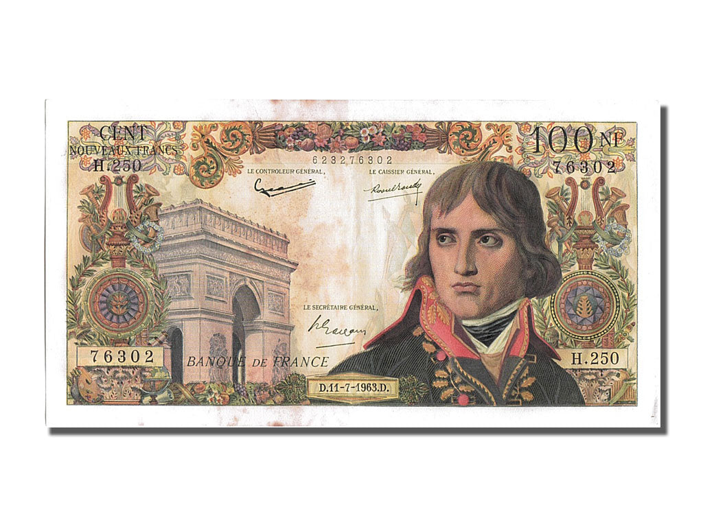 Banknot, Francja, 100 Nouveaux Francs, Bonaparte, 1963, 1963-07-11, AU(50-53)
