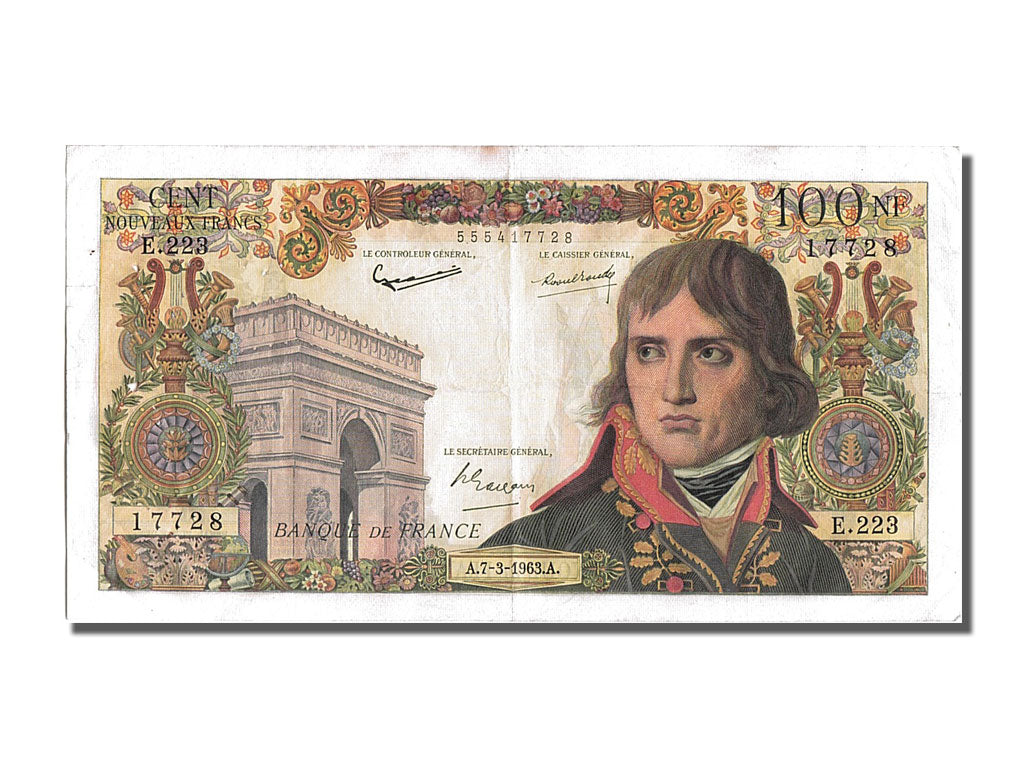 France, 100 Nouveaux Francs, 100 NF 1959-1964 ''Bonaparte'', 1963, KM #144a,...