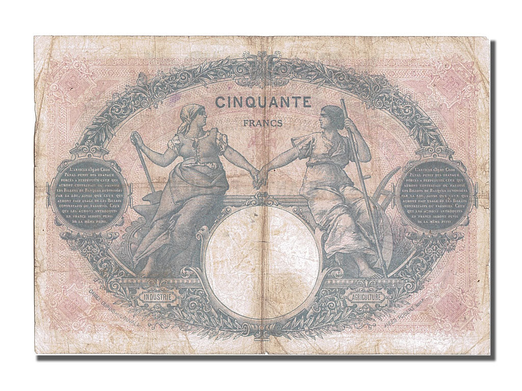Banconote, Francia, 50 Francs, 50 F 1889-1927 ''Bleu et Rose'', 1926