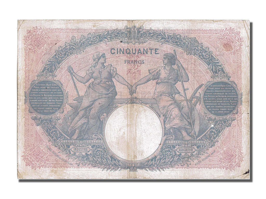 Banknote, France, 50 Francs, 50 F 1889-1927 ''Bleu et Rose'', 1913, 1913-12-04