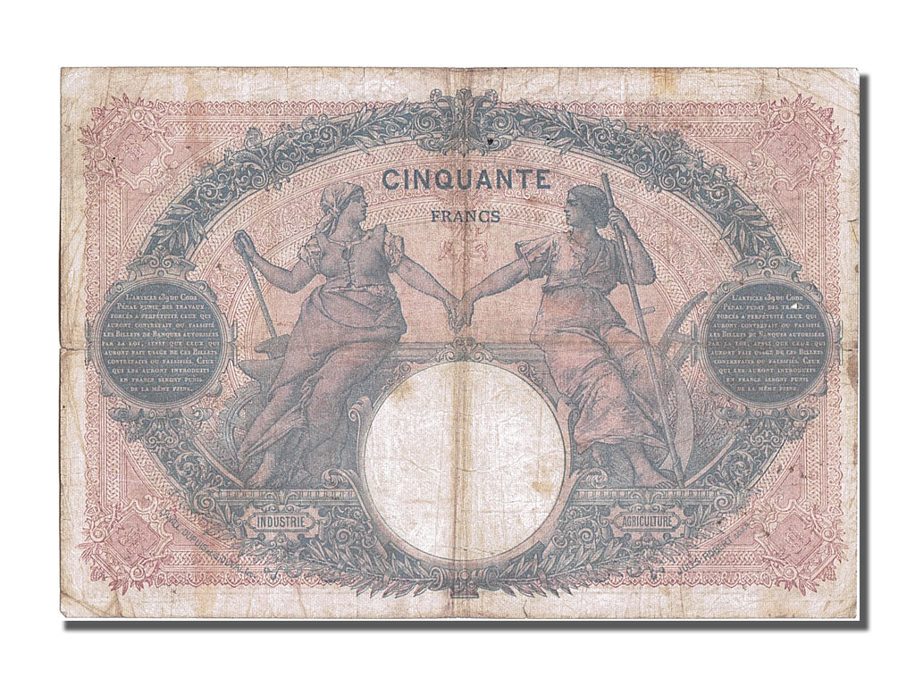 France, 50 Francs, 50 F 1889-1927 ''Bleu et Rose'', 1916, KM #64e, 1916-09-25,..