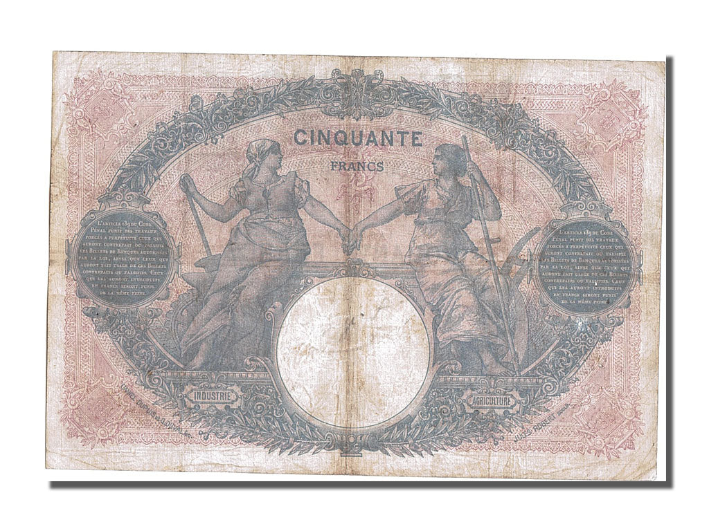 Francia, 50 Francs, 50 F 1889-1927 ''Bleu et Rose'', 1915, KM:64e, 1915-02-09...