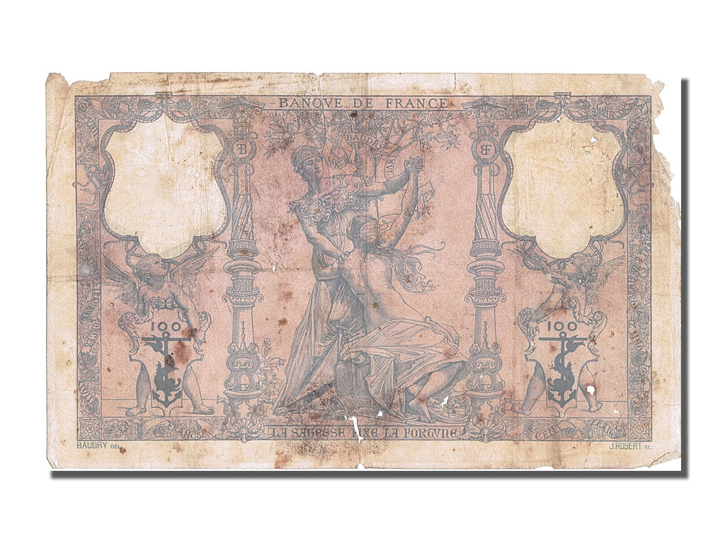 France, 100 Francs, 100 F 1888-1909 ''Bleu et Rose'', 1906, KM #65d,...