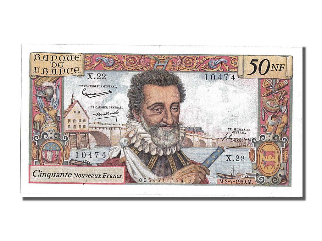 Geldschein, Frankreich, 50 Nouveaux Francs, 50 NF 1959-1961 ''Henri IV'', 1959