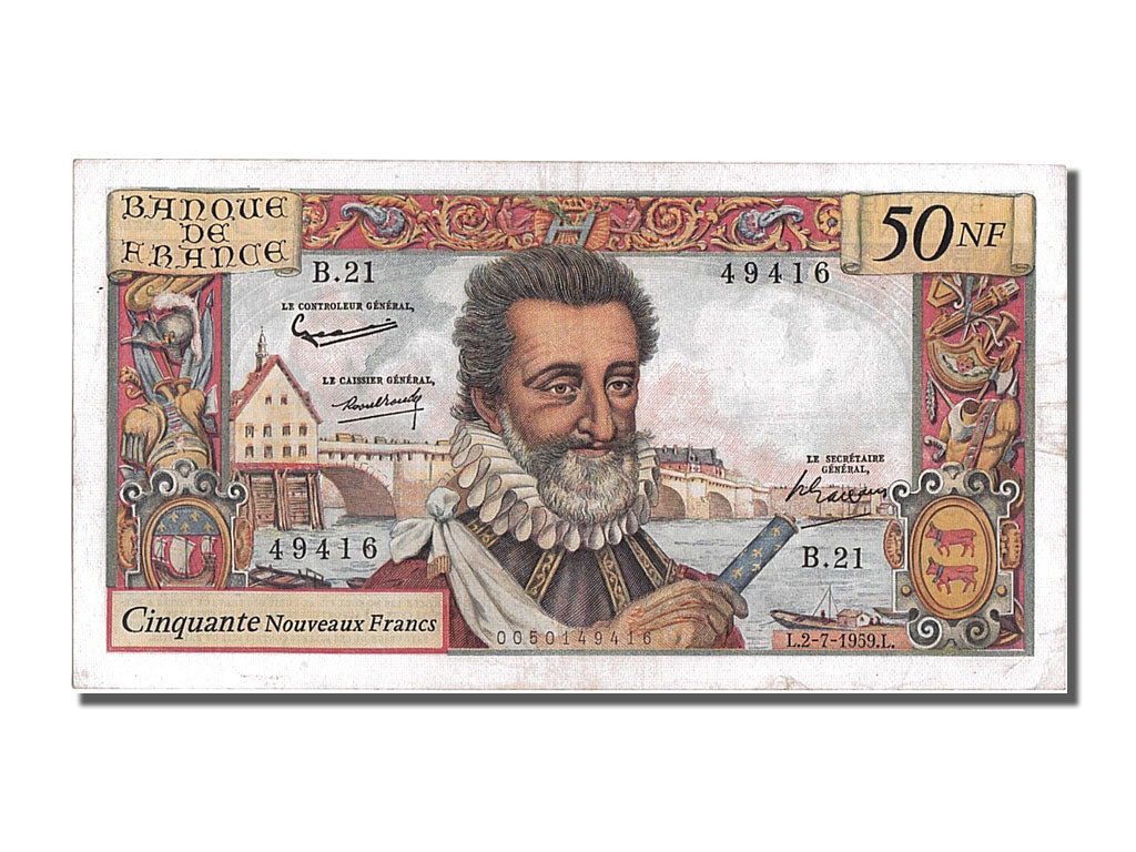 Biljet, Frankrijk, 50 Nouveaux Francs, 50 NF 1959-1961 ''Henri IV'', 1959