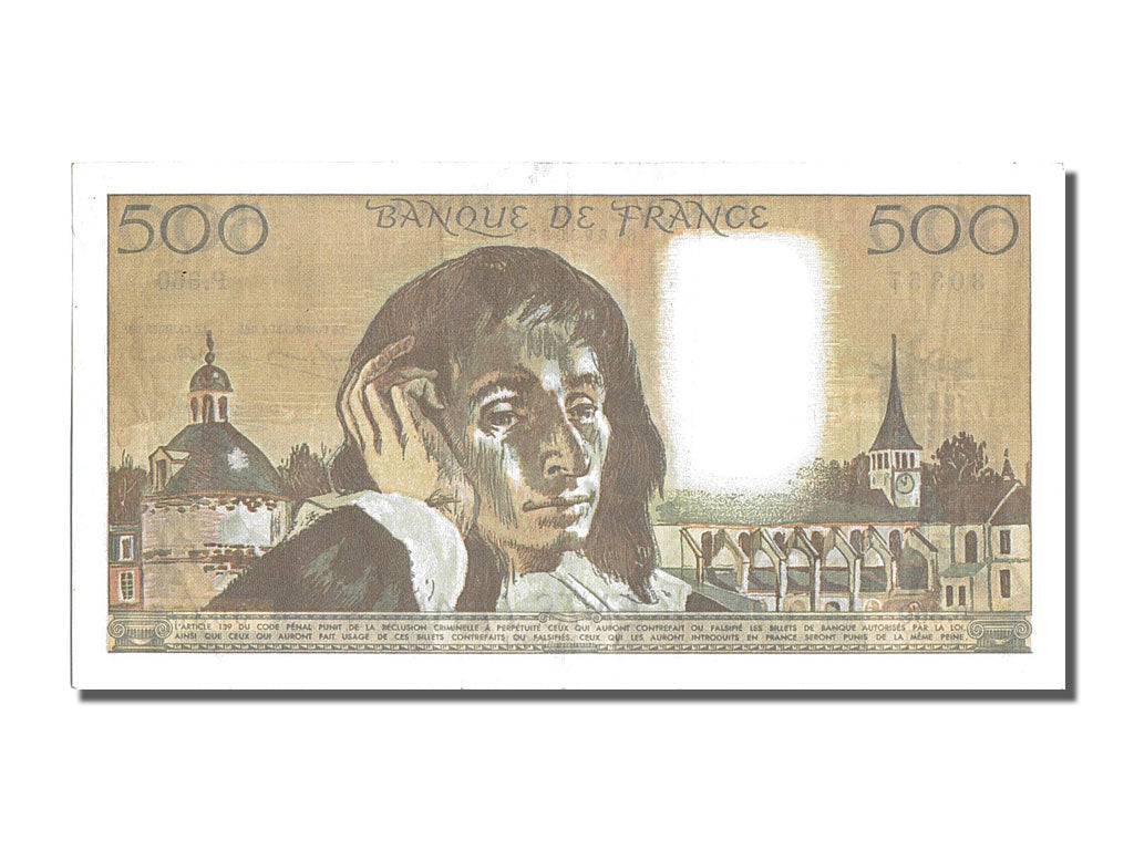 France, 500 Francs, 500 F 1968-1993 ''Pascal'', 1992, KM #156i, 1992-01-02,...
