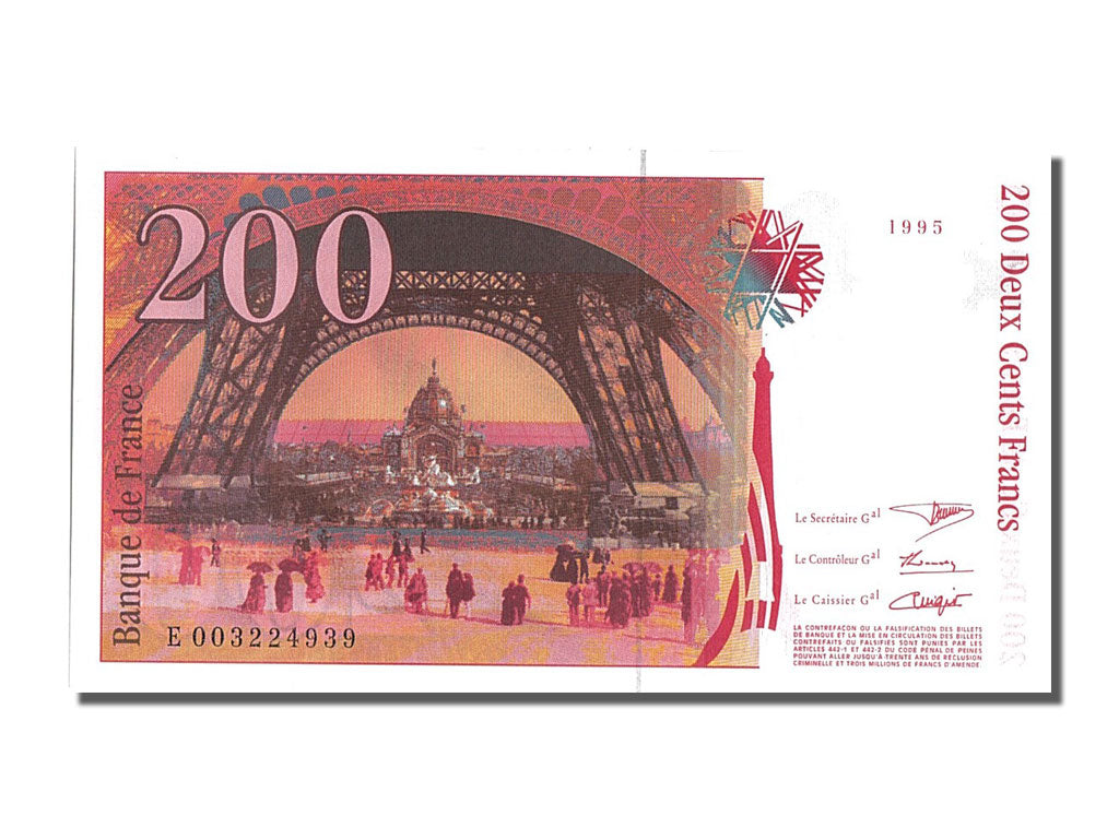 Banknote, France, 200 Francs, 200 F 1995-1999 ''Eiffel'', 1995, UNC(65-70)