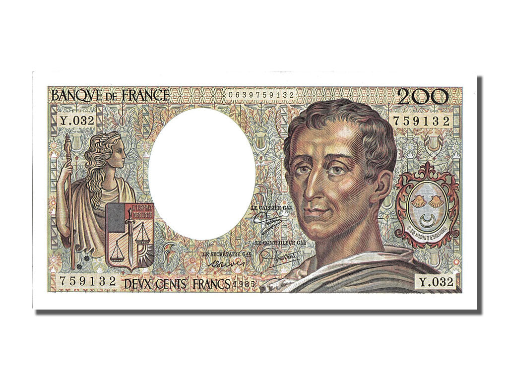 Banknote, France, 200 Francs, 200 F 1981-1994 ''Montesquieu'', 1985, UNC(65-70)