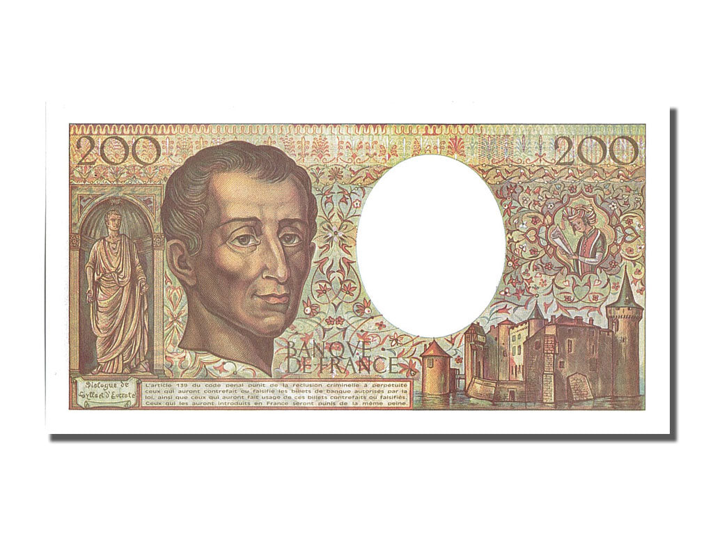 France, 200 Francs, 200 F 1981-1994 ''Montesquieu'', 1992, KM #155e,...