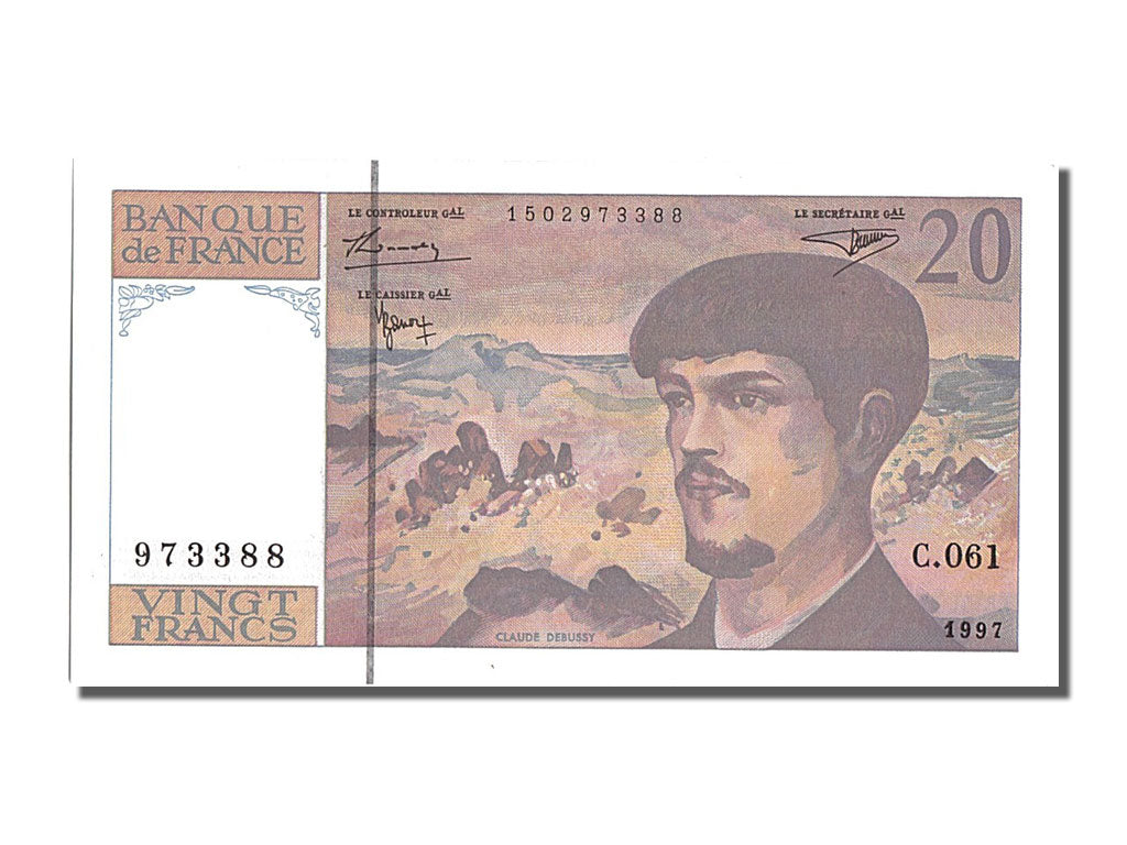 France, 20 Francs, 20 F 1980-1997 ''Debussy'', 1997, KM #151i, UNC(65-70),...