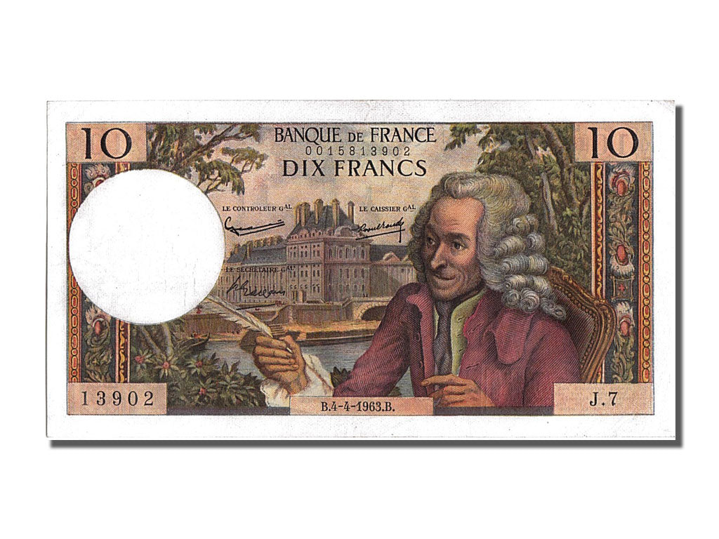 France, 10 Francs, 10 F 1963-1973 ''Voltaire'', 1963, KM #147a, 1963-04-04,...