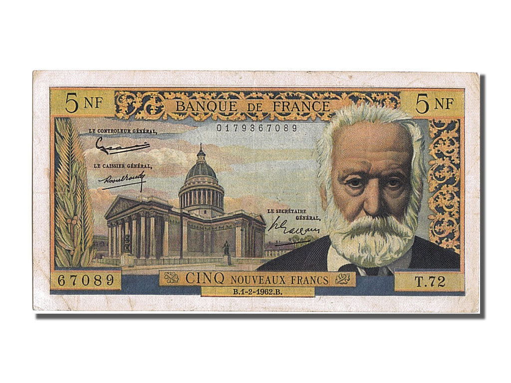 France, 5 Nouveaux Francs, 5 NF 1959-1965 ''Victor Hugo'', 1962, KM #141a,...