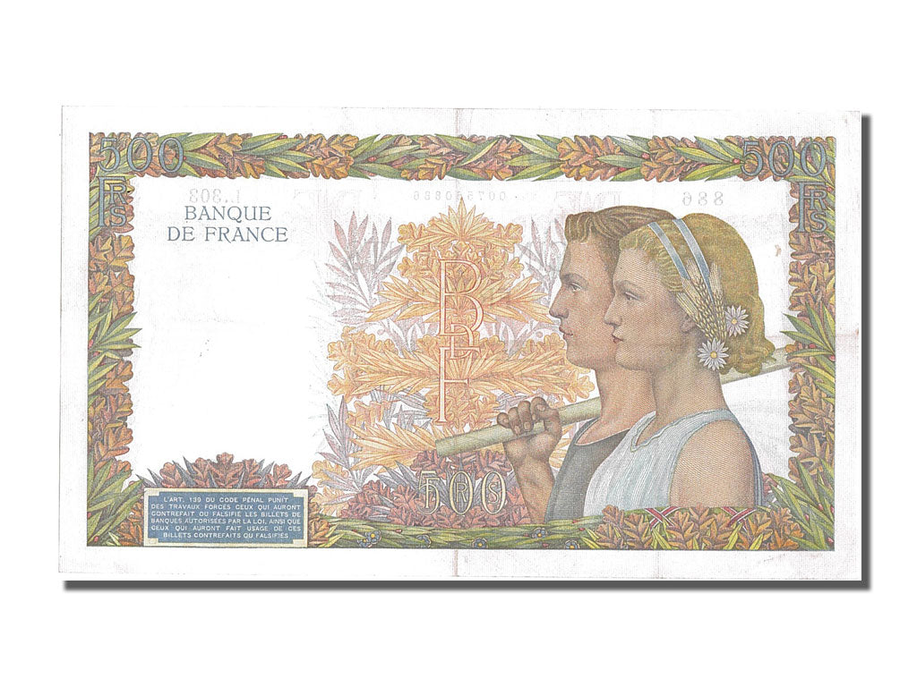 Francia, 500 Francs, 500 F 1940-1944 ''La Paix'', 1940, KM:95a, 1940-05-16, S...