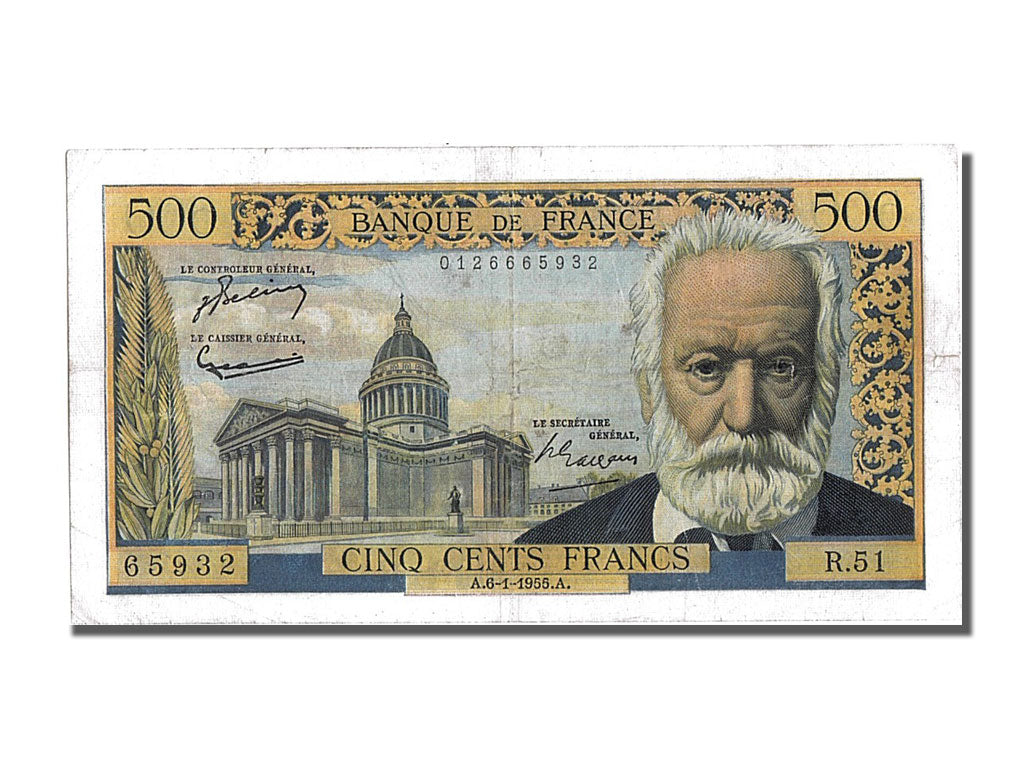Francia, 500 Francs, 500 F 1954-1958 ''Victor Hugo'', 1955, KM:133a, 1955-01-...