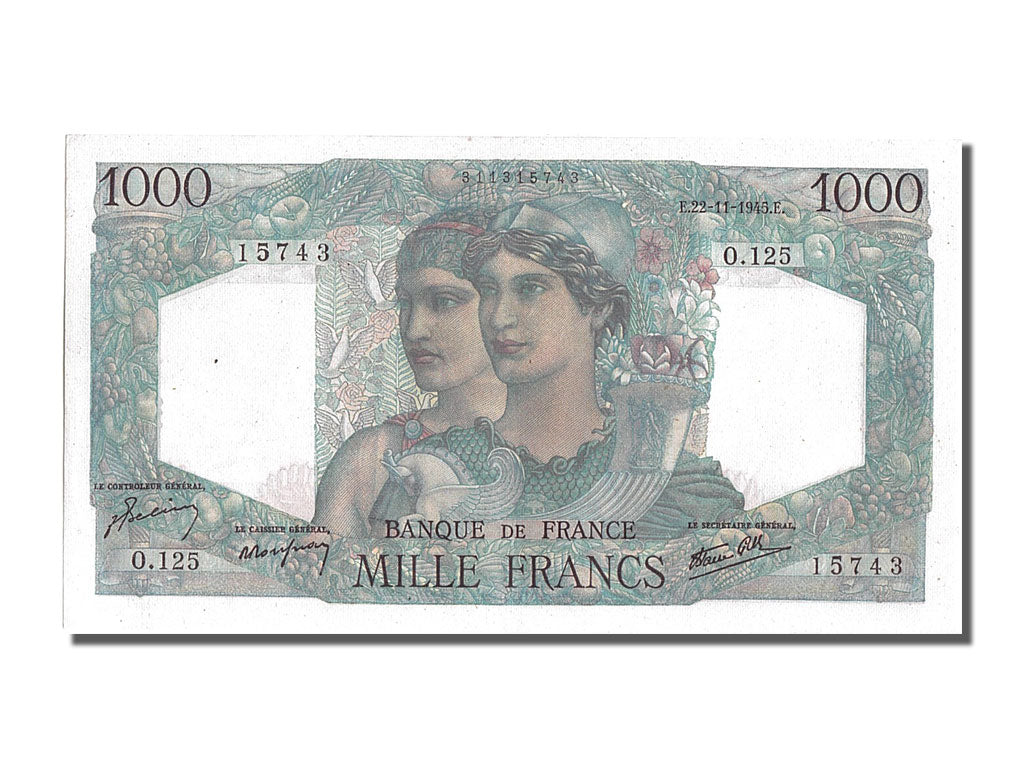 Biljet, Frankrijk, 1000 Francs, 1 000 F 1945-1950 ''Minerve et Hercule'', 1945