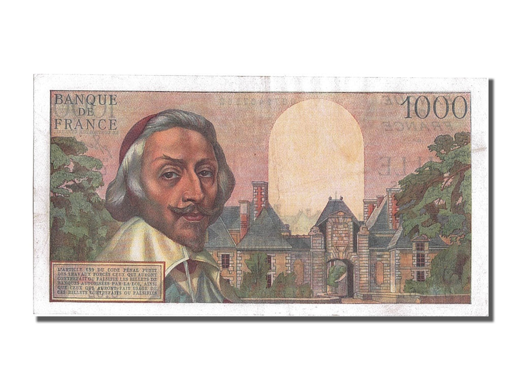Billete, Francia, 1000 Francs, 1 000 F 1953-1957 ''Richelieu'', 1954
