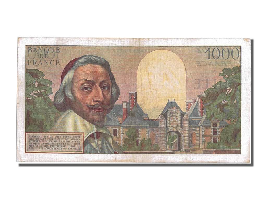 France, 1000 Francs, 1 000 F 1953-1957 ''Richelieu'', 1956, KM #134a,...