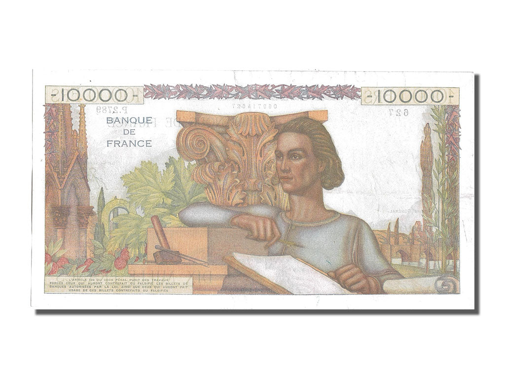 France, 10,000 Francs, 10 000 F 1945-1956 ''Génie Français'', 1952, KM #132d, 19