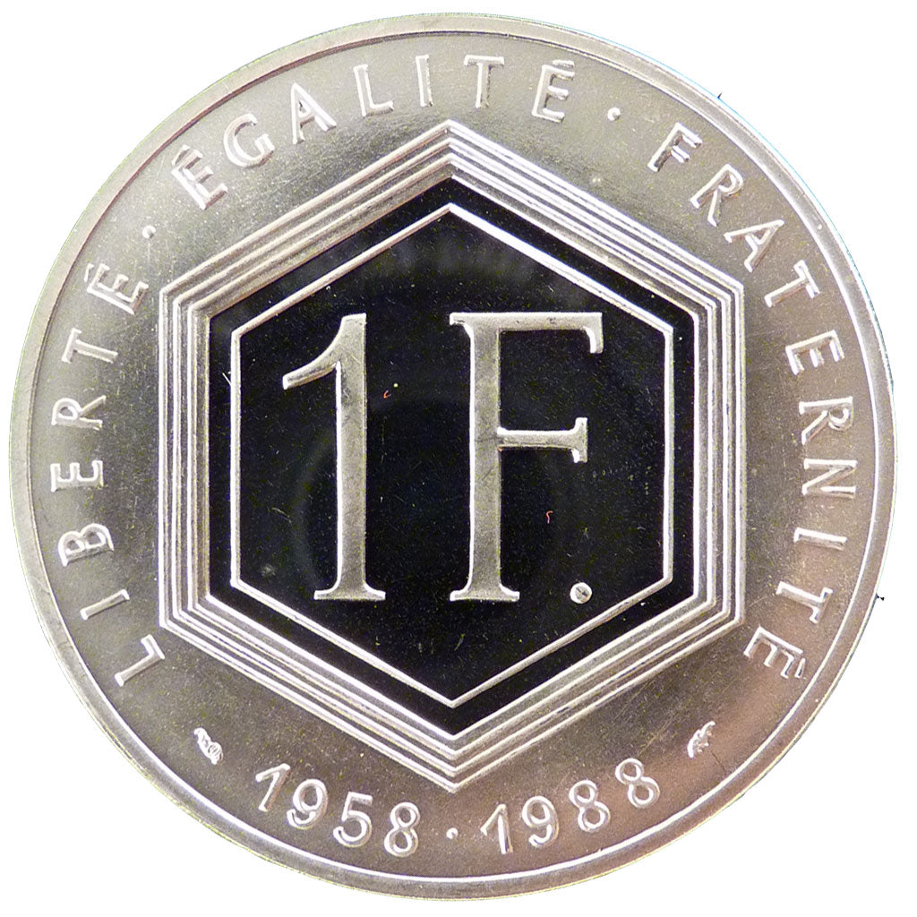 FRANCE, 1 Franc, 1988, MS(65-70), Silver, 37, Gadoury #476, 22.20