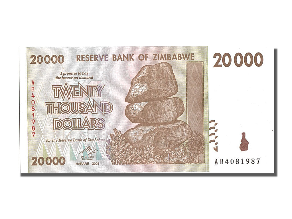 Zimbabwe, 20,000 Dollars, 2008, FDS