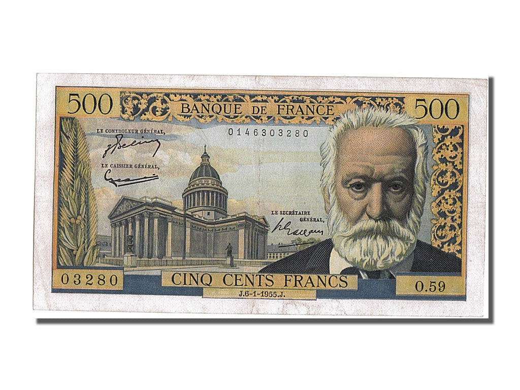 France, 500 Francs, 500 F 1954-1958 ''Victor Hugo'', 1955, KM #133a,...